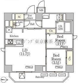 GRANSITE文京湯島(2LDK/11階)の間取り写真