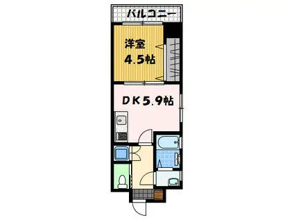 フューチャー川口町(1DK/3階)の間取り写真