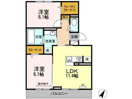レグルス C棟(2LDK/3階)の間取り写真