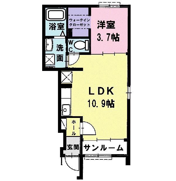 トゥインクル(1LDK/1階)の間取り写真