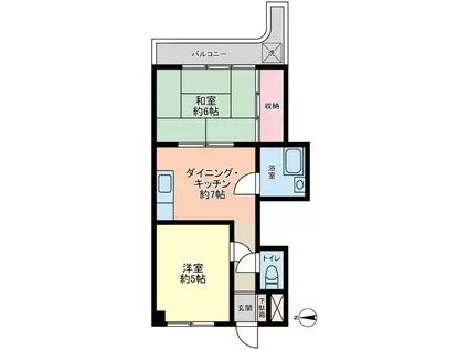 ベルハイム九品仏A棟(2DK/2階)の間取り写真