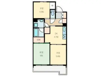 ライオンズマンション浦和大門(3DK/3階)の間取り写真