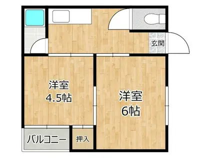 ピア西淀川B棟(2DK/4階)の間取り写真