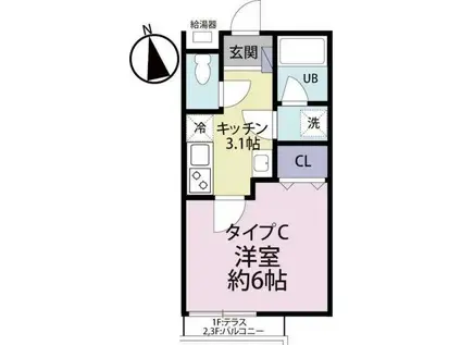 グランシャレー堀切菖蒲園II(1K/1階)の間取り写真