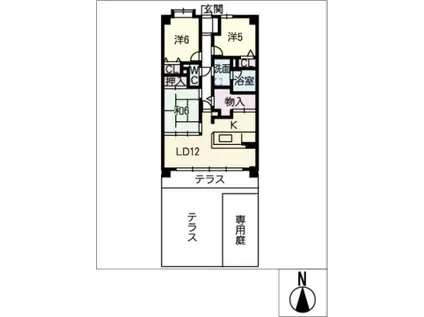 ライオンズガーデン勝川(3SLDK/1階)の間取り写真
