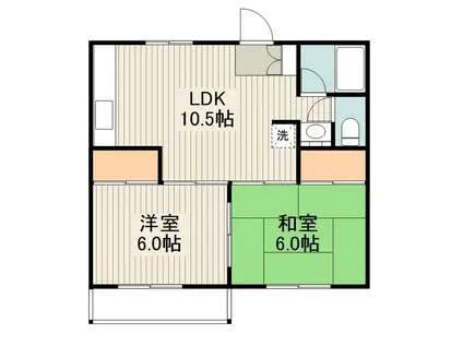 M2ハイツ(2LDK/1階)の間取り写真