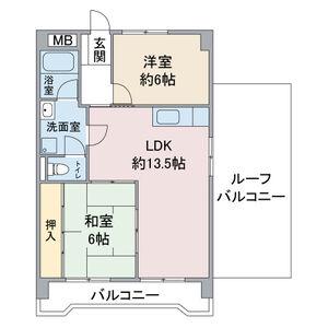 ハイツ白山(2LDK/4階)の間取り写真