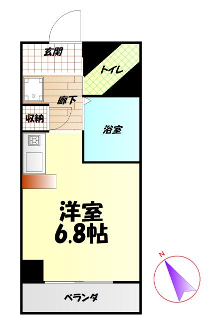 ドール塩釜口(ワンルーム/4階)の間取り写真