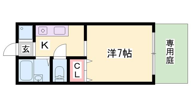 パセオ柿山伏(1K/1階)の間取り写真