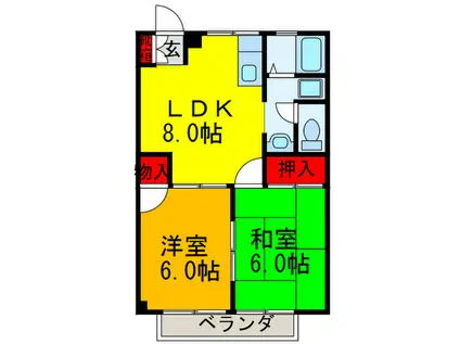 ブルーハイツ(2LDK/2階)の間取り写真