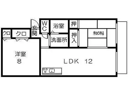 セジュール野伏間(2LDK/1階)の間取り写真