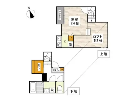 ADC須屋グランソレイユ(1K/2階)の間取り写真