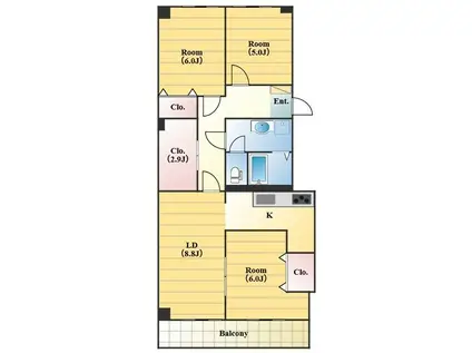 花見川ロイヤルマンションA(3SLDK/6階)の間取り写真