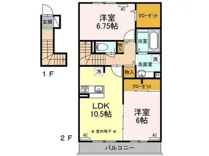 ルシード井の頭(2LDK/2階)の間取り写真