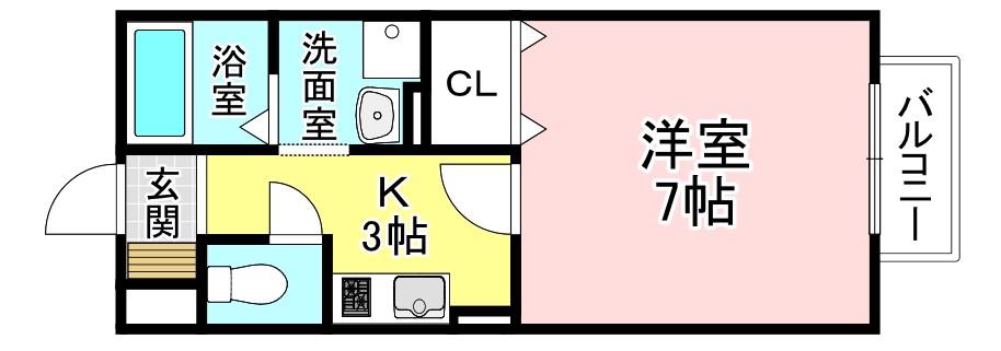 グランシャリオ(1K/2階)の間取り写真