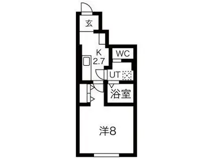 キングダム(1K/1階)の間取り写真