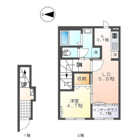 ルミエールII(1LDK/2階)の間取り写真