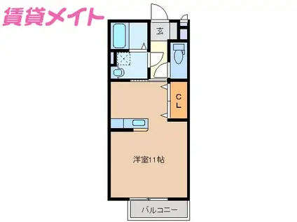 EVERGREENAGARITO(ワンルーム/1階)の間取り写真