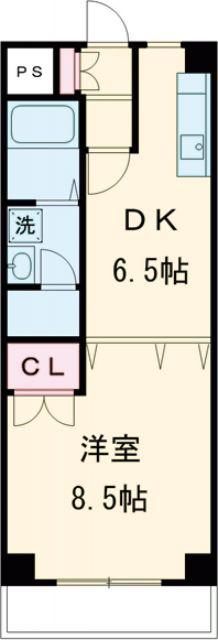 クラウンII津福(1DK/4階)の間取り写真