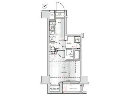 ライズ中野松が丘(1K/2階)の間取り写真