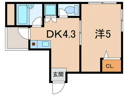 ステイシア甲南(1DK/2階)の間取り写真