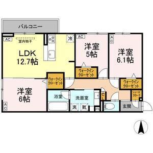 シャンドフルール(3LDK/2階)の間取り写真
