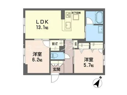 プティ・フルール(2LDK/2階)の間取り写真