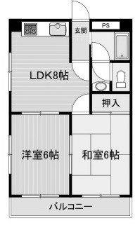 メイプル森友(2DK/3階)の間取り写真