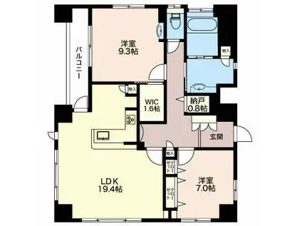 リヒトハイム城山(2LDK/5階)の間取り写真