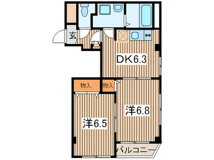 アートビルズ六番館(2DK/3階)の間取り写真