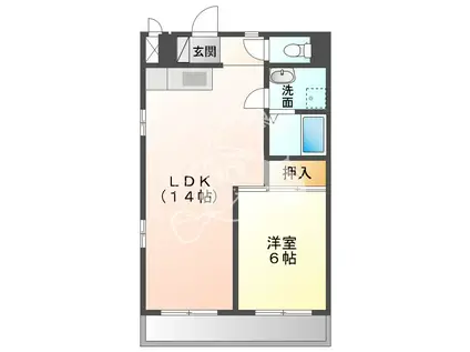 レジデンス島A棟(1LDK/4階)の間取り写真