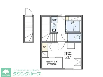 レオパレスリヴァー(1K/2階)の間取り写真