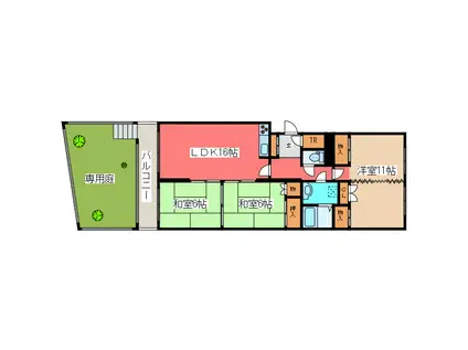 ロピア月寒(3LDK/1階)の間取り写真