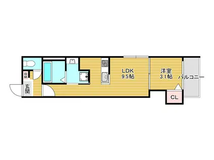 ハーモニーテラス西今川(1LDK/1階)の間取り写真