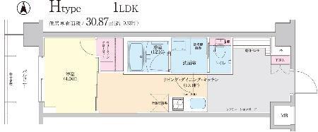 REーBE東三国(1LDK/9階)の間取り写真