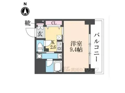 ラ・コピエ南塚口(1K/2階)の間取り写真