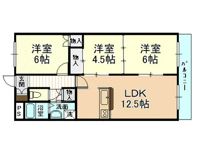 エクシードパレス(3LDK/5階)の間取り写真