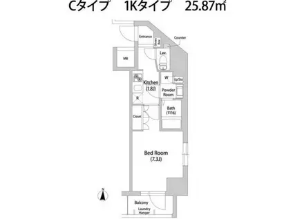 BRISA本郷真砂(1K/2階)の間取り写真