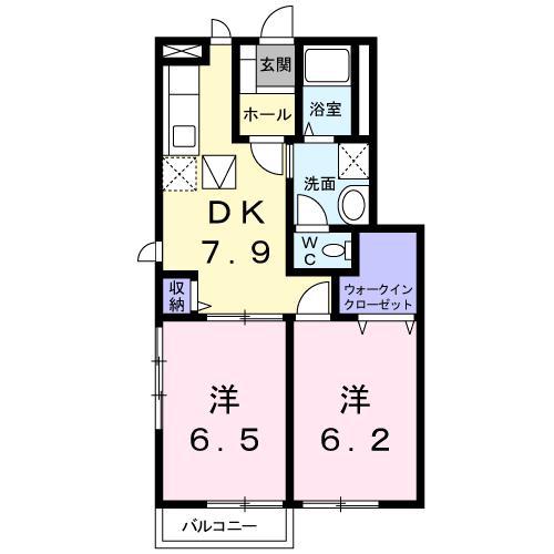 サンセールB(2DK/1階)の間取り写真