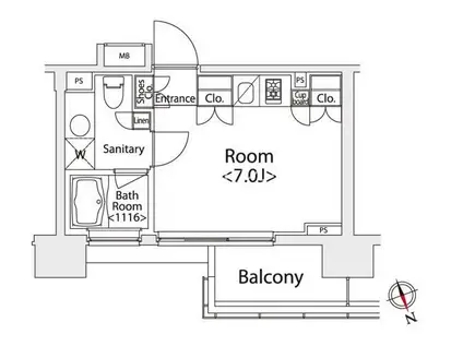 カスタリア戸越(ワンルーム/12階)の間取り写真