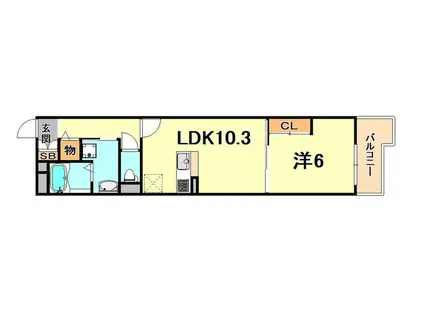 ウィズダム六甲(1LDK/1階)の間取り写真
