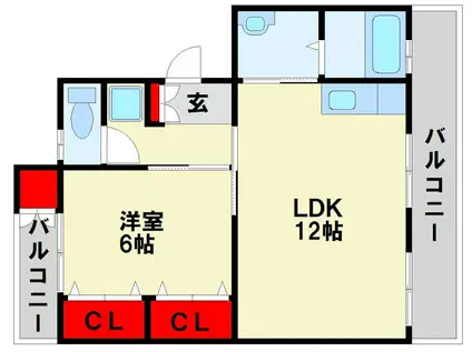 第1石打ビル(1LDK/2階)の間取り写真