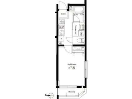 ハーモニーレジデンス清澄白河(1K/1階)の間取り写真