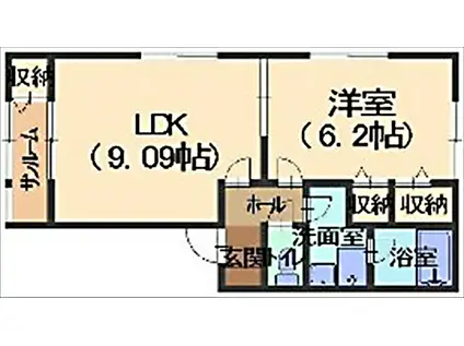 ブランピック(1LDK/1階)の間取り写真