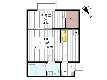 ヴィラ イル マーレ(1LDK/2階)の間取り写真