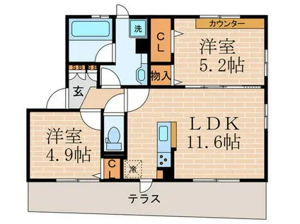 ライトコート(2LDK/1階)の間取り写真