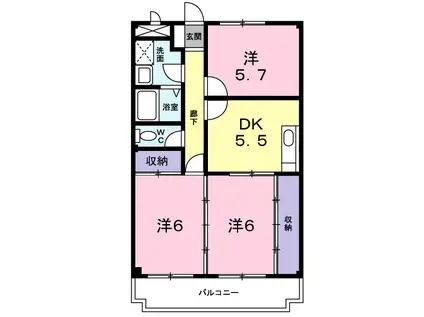 フィオーレヤマダ(3DK/3階)の間取り写真