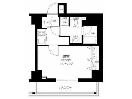 プレール・ドゥーク新御徒町(1K/4階)の間取り写真
