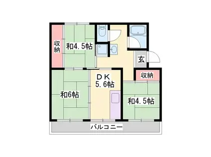 ビレッジハウス志染(2LDK/1階)の間取り写真
