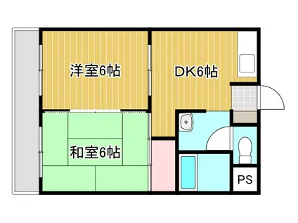 ロイヤルマンション鹿子木(2DK/2階)の間取り写真
